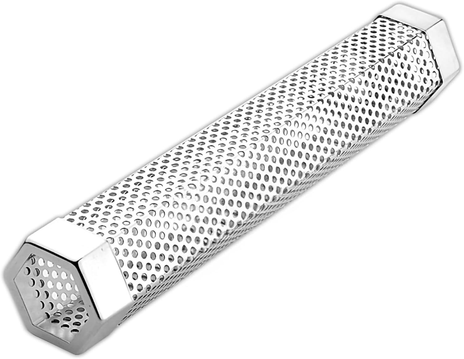 FixtureDisplays® Smoker Tube Stainless Steel BBQ Gas Grill Smoker Tube Mesh Tube Pellets Smoke Box Barbecue Accessory (2 inches Hex 11.8 inches Length) 15742-1D