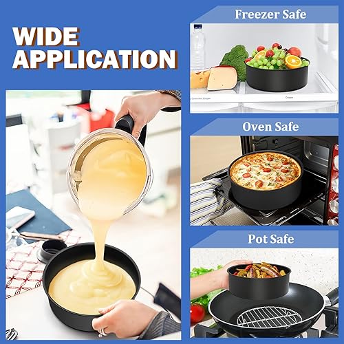 Miniatura 5 de P&P CHEF Juego de 2 moldes antiadherentes de 9.5 x 3 pulgadas, moldes redondos para hornear pasteles para cumpleaños, boda, diseño de capa de pastel