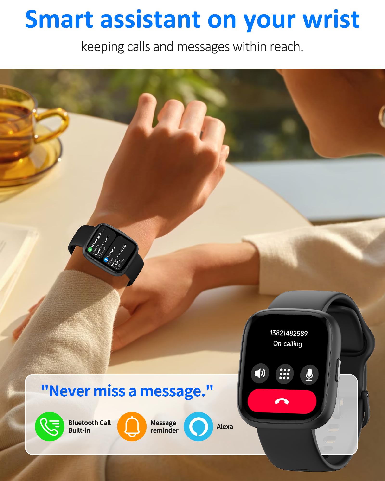 Smart Watch for Men Women, Bluetooth Calling, 1.83