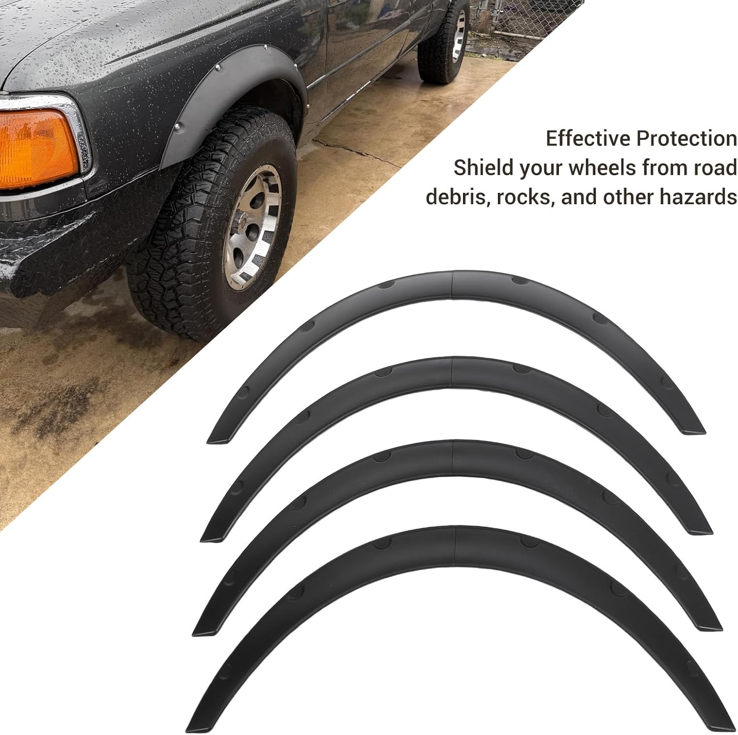 4Pcs Universal Flexible Car SUV Large Wide Body Kit 80mm Off Road Fenders Flares PU Wheel Arch Protector, Wheel Flares 80cm Arch Trim for Sedan SUV Off Road Vehicle