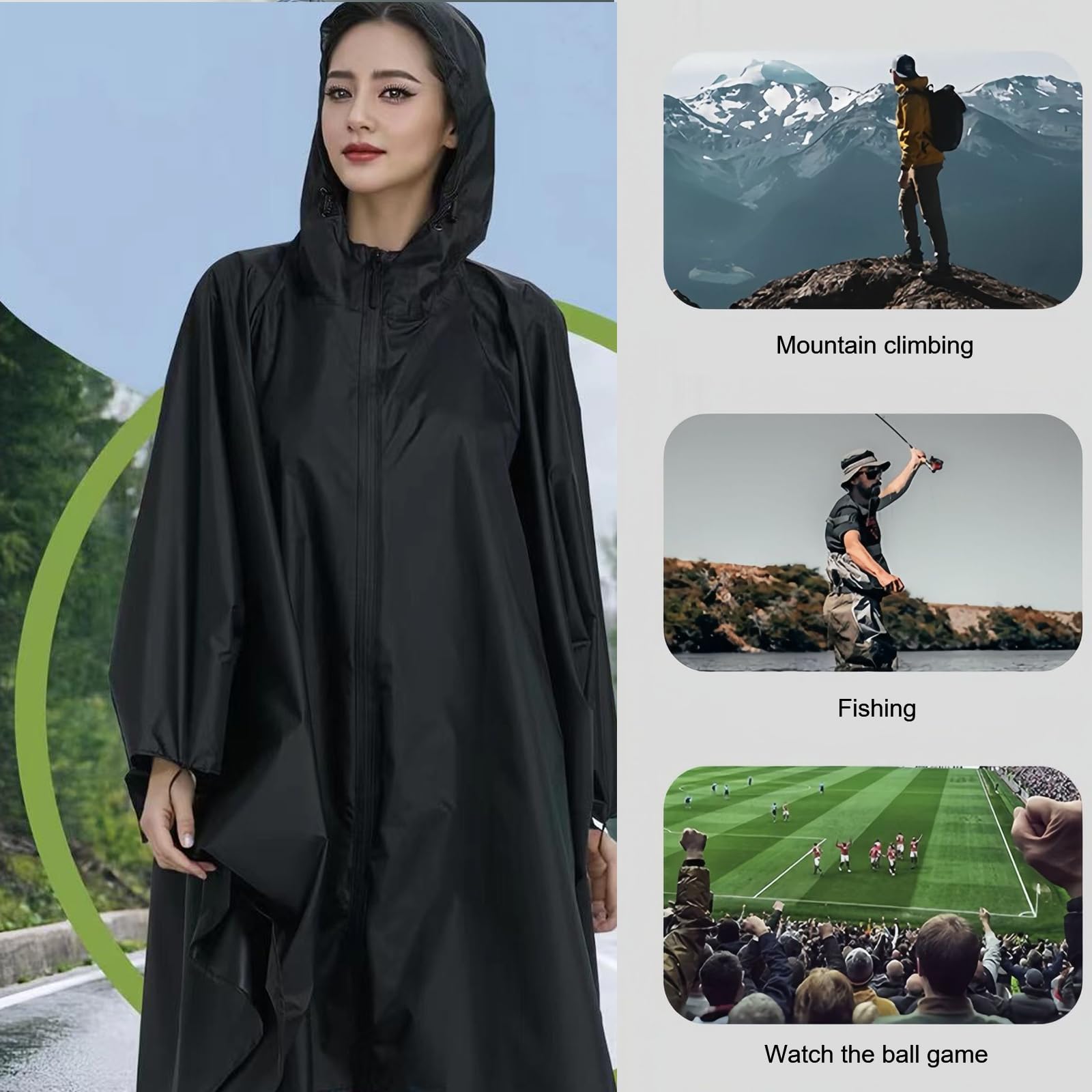 1 pieza impermeable Rain poncho Capa lluvia Chubasquero hombre impermeable Poncho Ligero y plegable mujer Para senderismo camping con capucha y bolsillos