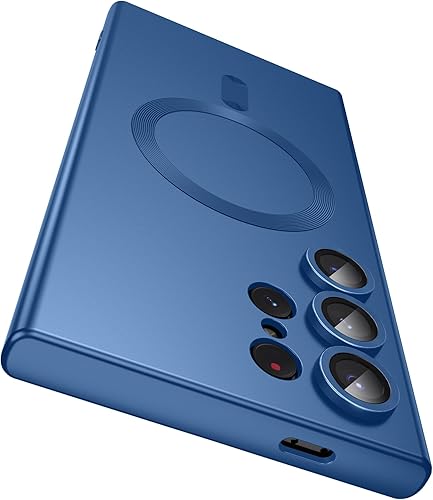 LEKEVO Funda magnética para Samsung Galaxy S24 Ultra compatible con MagSafe protector de lente de cámara integrado Funda delgada y suave de TPU a