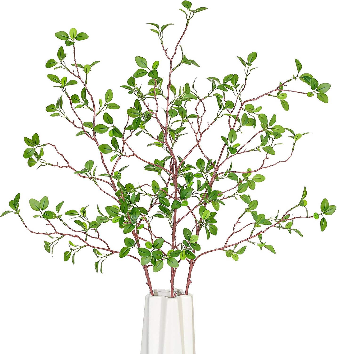 Floweroyal 3pcs Artificial Greenery Stems 43.3″ Faux Branches for Vase Filler Fake Ficus Twig Plants for Home Office Party Wedding Decoration