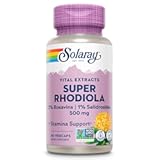 SOLARAY Super Rhodiola 500mg, Rhodiola Rosea Root Extract, 3% Rosavins, 1% Salidrosides, Adrenal & Stamina Support, Vegan, Non-GMO, 60 Servings, 60 VegCaps