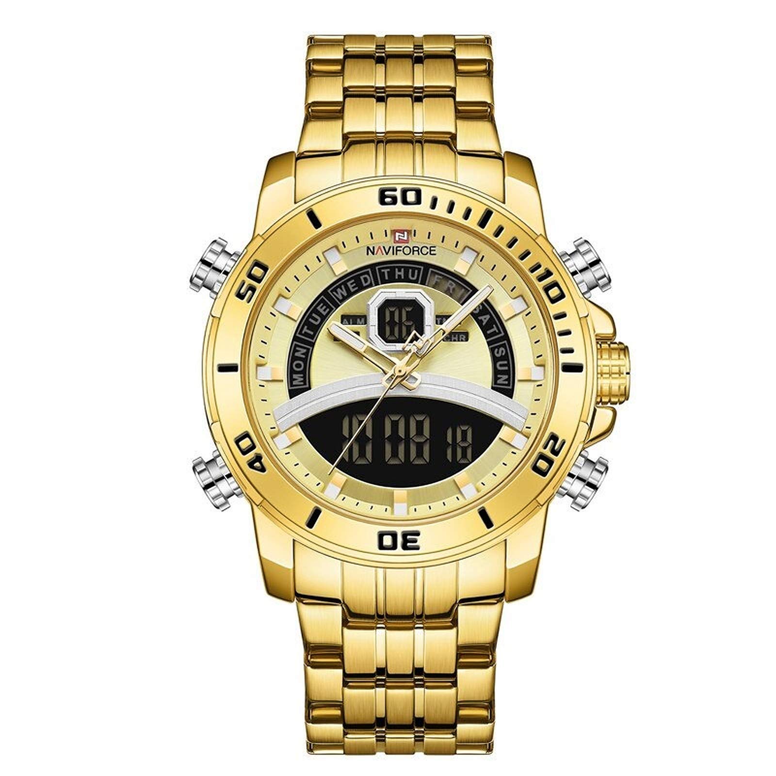 NAVIFORCE Business Watches Mens Digital Sport Military Quartz Wristwatch Stainless Steel Waterproof Clock Male Relogio Masculino (NF9181-GG) (B08NSYPCRF) Amazon Price History, Amazon Price Tracker