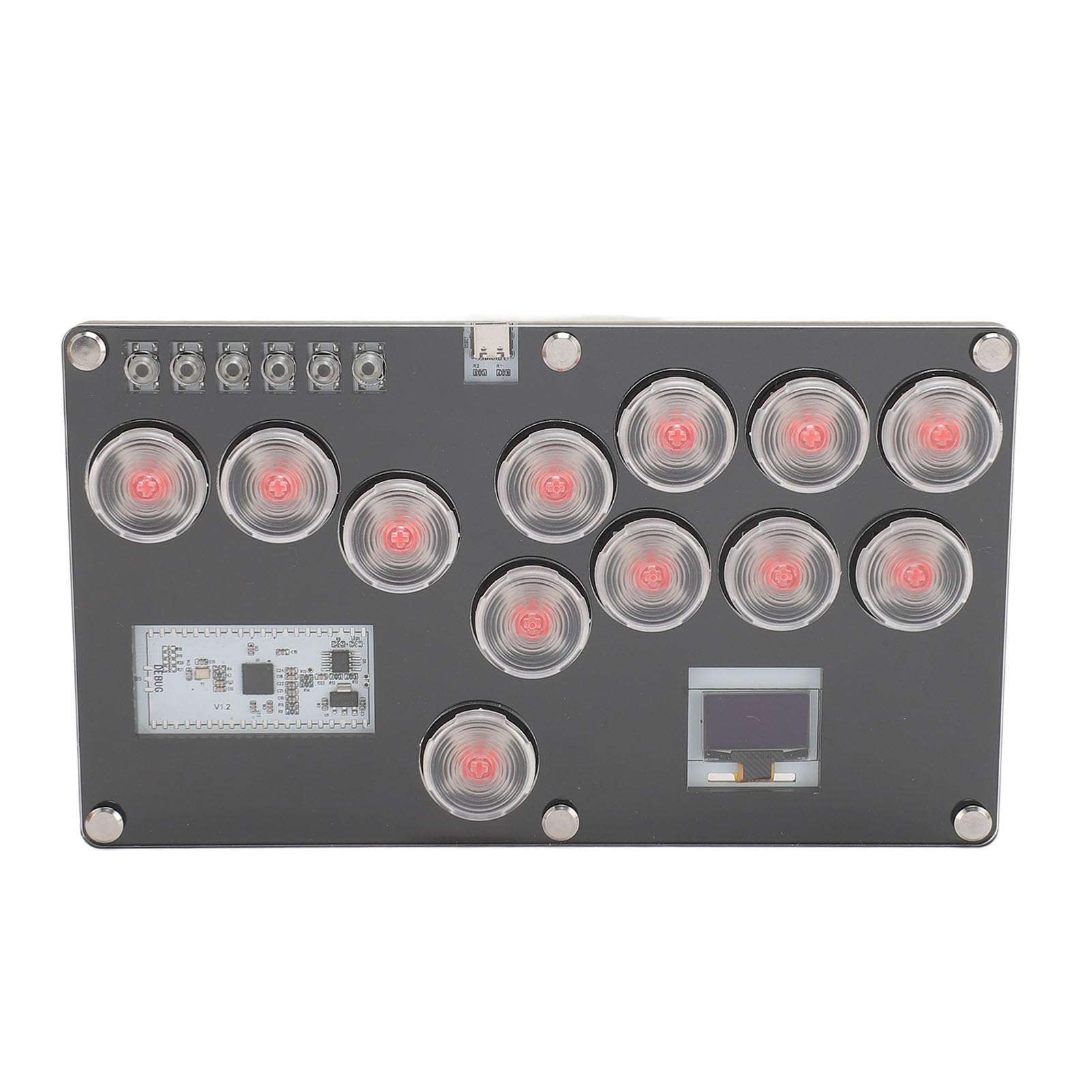 Hidyliu Controller con Tutti i Pulsanti con e RGB Personalizzato per Giochi di Combattimento e PC, Mini Tastiera Sostituibile a Caldo con 12 Tasti e Struttura in Acrilico