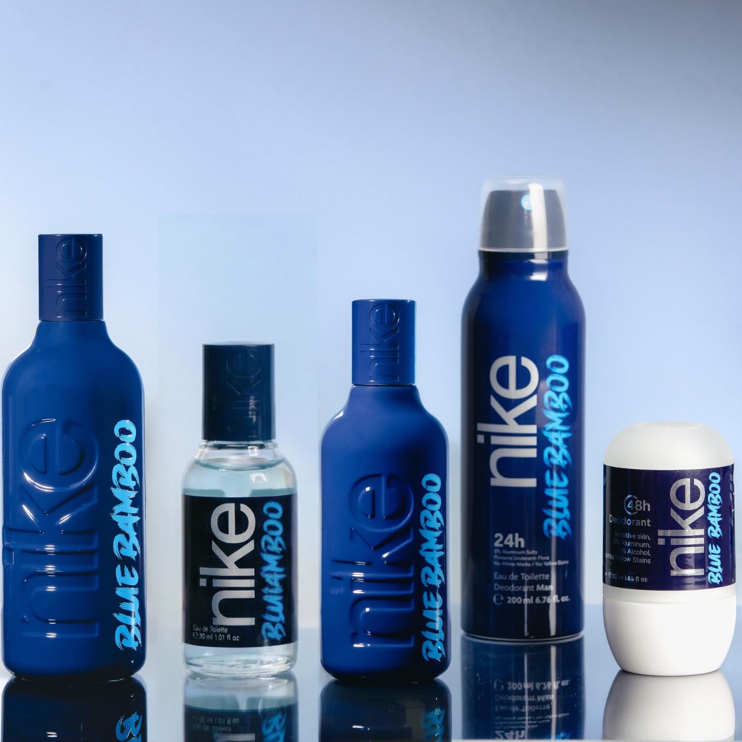 NIKE - Blue Bamboo Eau de Cologne pour homme 100 ml, Pack de 2, Parfum en spray 200 ml, Eau de toilette naturelle et masculine, Arôme boisé fruité, Parfum frais