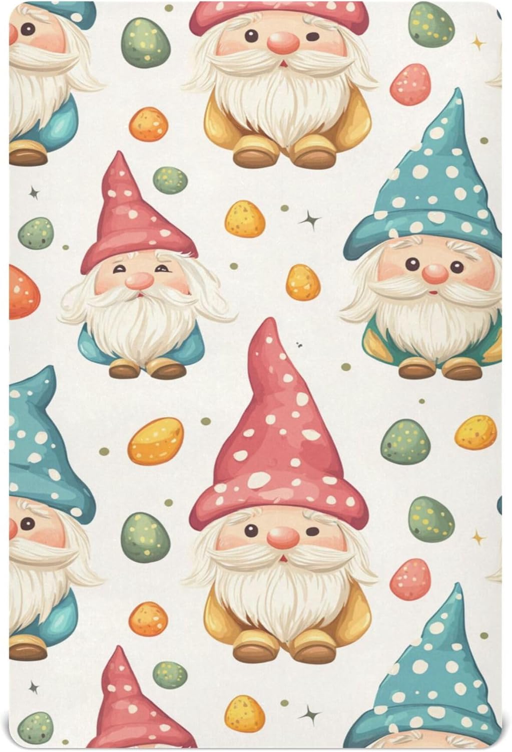 Cartoon Gnomes Easter Crib Sheets Soft Breathable Fitted Baby Crib Sheets Mattress Cover for Girls Boys, 52" x 28" x 9"