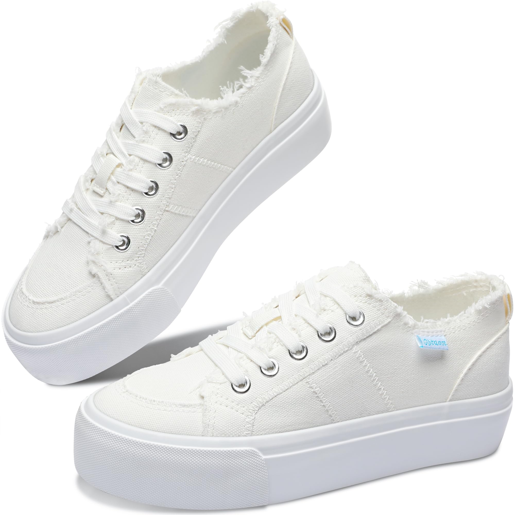 Women Platform Canvas Sneakers White Comfort Play Fashion Sneakers Casual Lift Platform L…