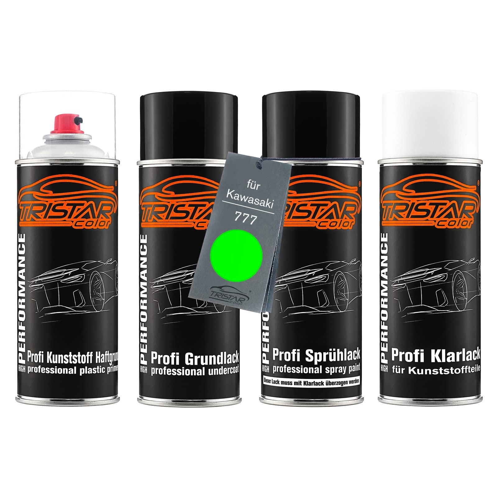 TRISTARcolor Motorradlack Spray Set Kunststoff für Kawasaki 777 Verde