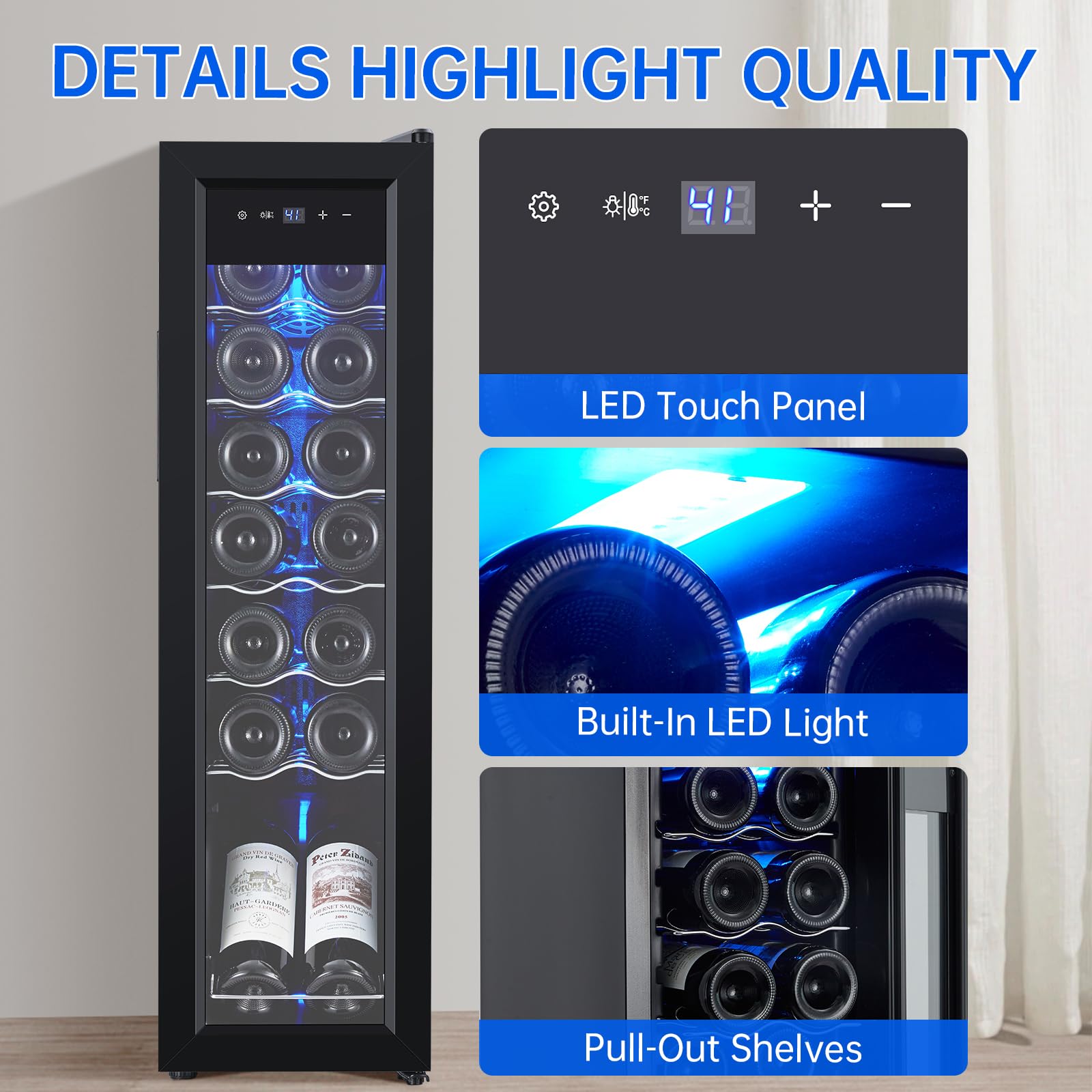 Takywep 18 Bottle Wine Fridge, Freestanding Compressor Wine Cooler Refrigerator