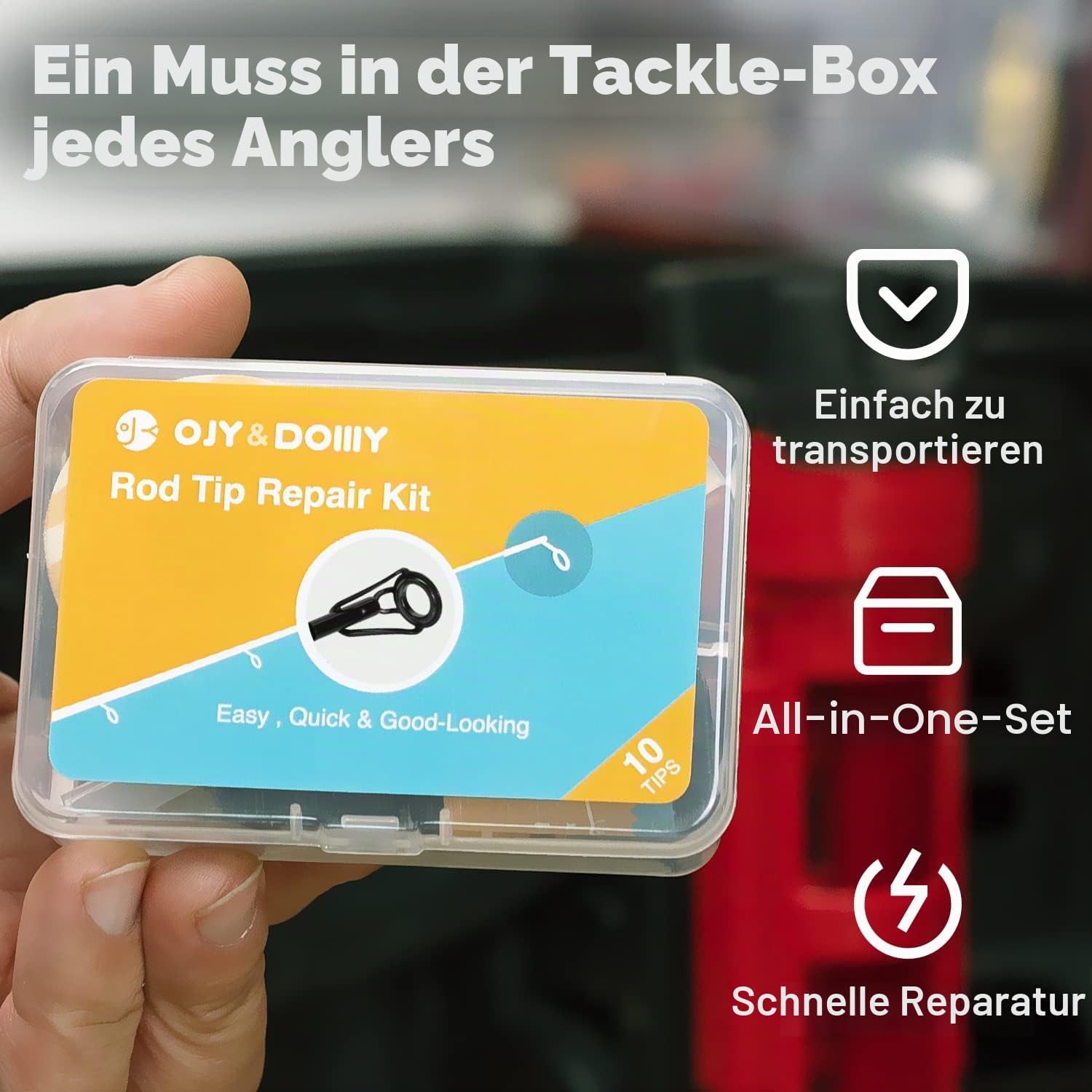 Angelrutenspitzen-Reparatur-Set mit Kleber, komplettes Set mit UV-härtetem Kleber und 10 Rutenspitzen