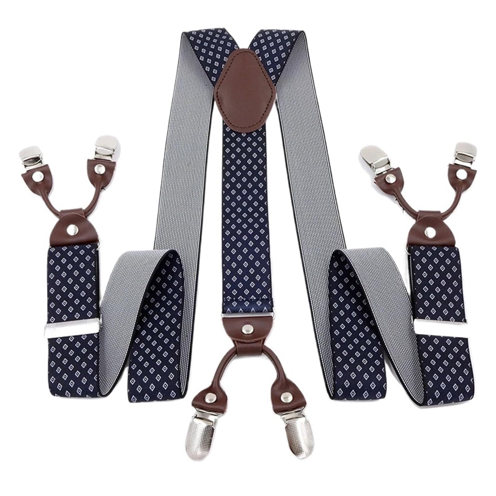 Bretelle Da Uomo Bretelle vintage da uomo, resistenti, grandi e alte, larghe 3,5 * 120 cm, con 6 clip in metallo, regolabili, elastiche, for pantaloni, cintura