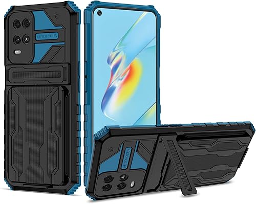 Miniatura 1 de Funda compatible con Oppo A54 4G, ranura para tarjeta con función atril integrada compatible con Oppo A54 4G a prueba de golpes, funda protectora 2