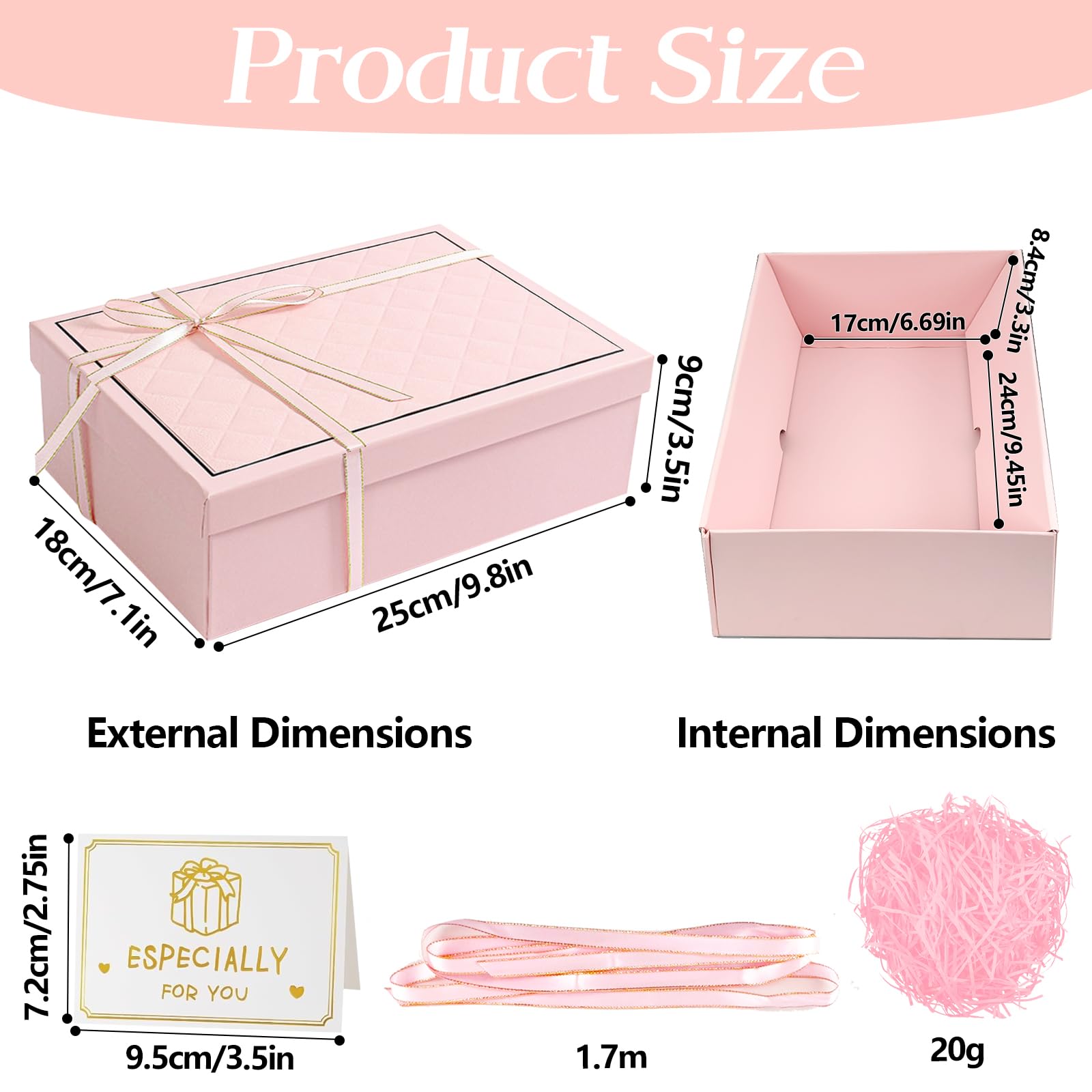 Scatola Regalo Con Coperchio E Nastro - 25x18x8,5 Cm Per Compleanni, Matrimoni E Natale - Foto 6