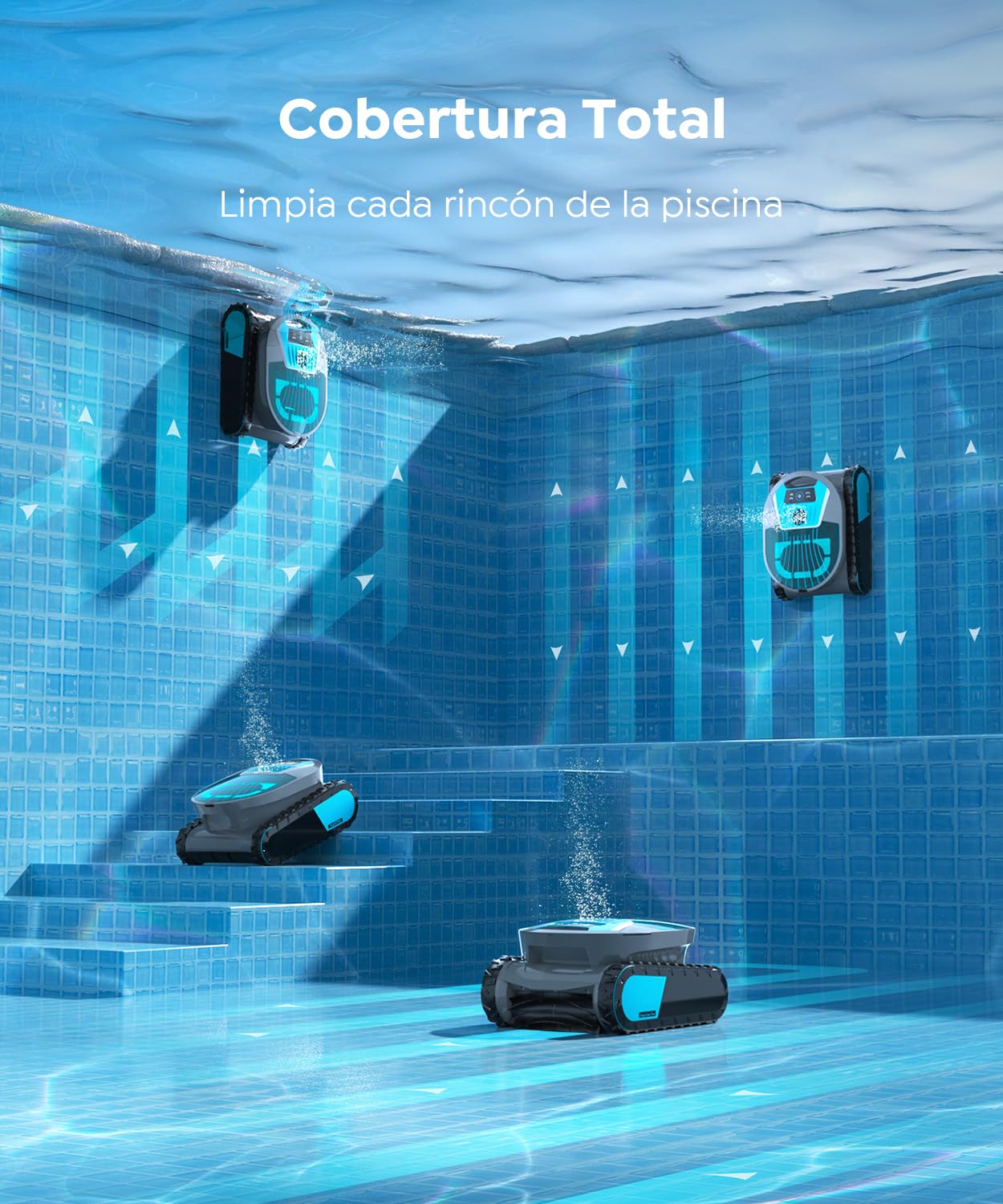 (2026 Upgrade) Pleco Pro Robot Limpiafondos Piscina, 7 Modos, Control App Planificación Inteligente, Limpieza De Fondo, Paredes Y Línea De Agua, 210 Min Autonomía, para Piscinas de hasta 200 ㎡