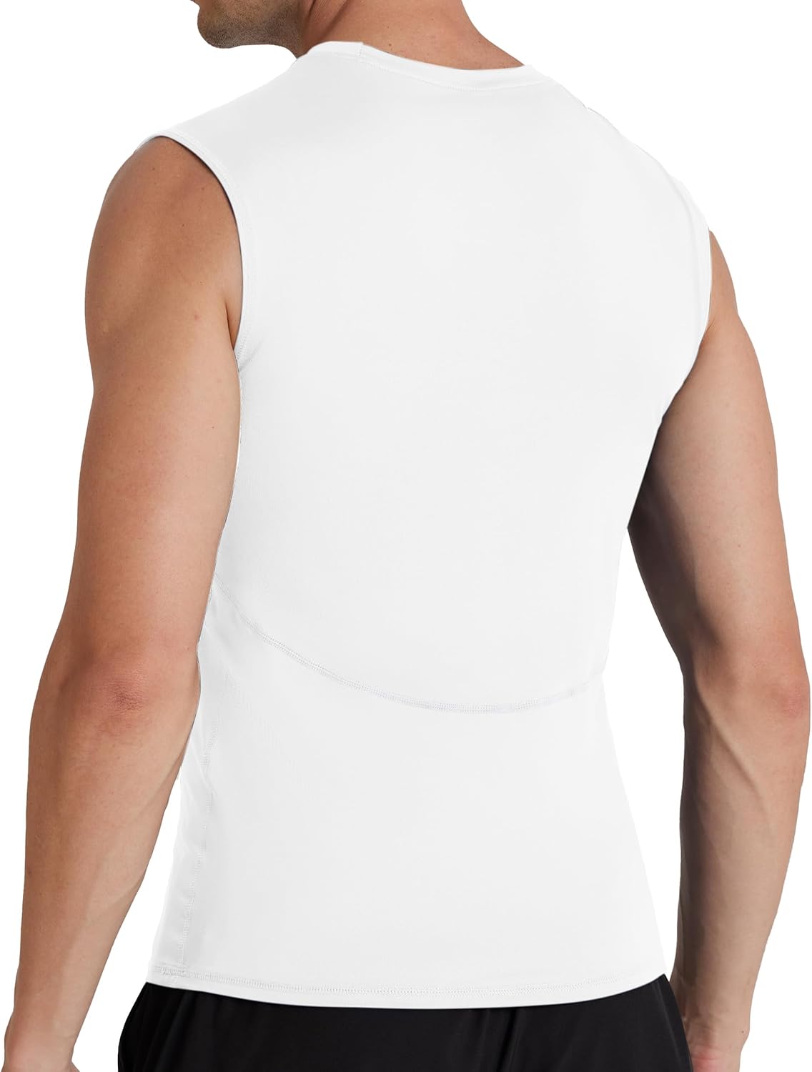 2 Pack Mens Compression Shirt, Sleeveless Gym Tank Tops, Running Football Undershirts Base Layer for Sports Workout - Image 3