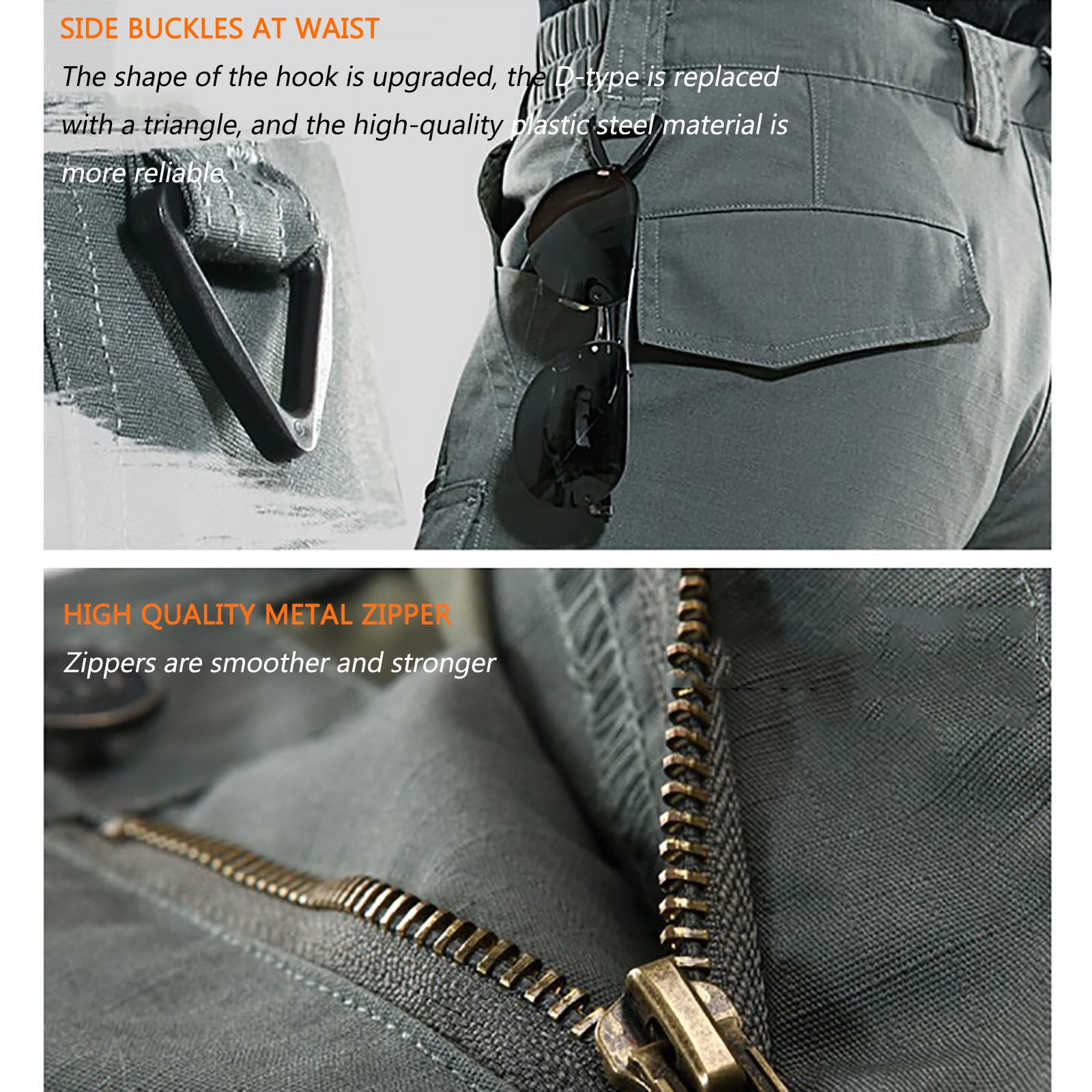 Pantalones Cargo para Hombre Impermeables Pantalones de Senderismo con Cremallera para Trabajo y Exterior(Size:S,Color:Verde)