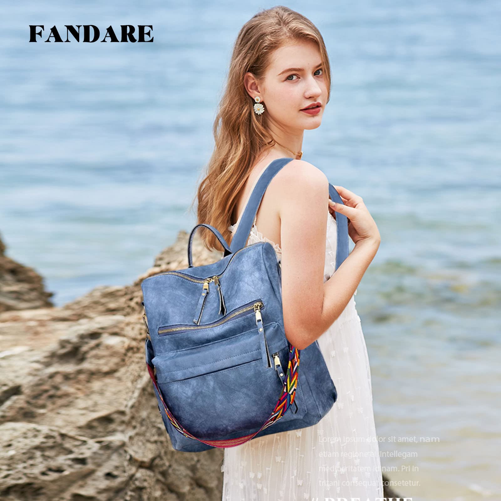 FANDARE Retro Bolsos Mochila Mujer Bolsa de Hombro Impermeable Bolso Mochilas Niña Bolsas Escolares Adolescente Casual Daypacks para Conmutar Outdoor Deporte Viaje 3 en 1 School Bag Durable PU