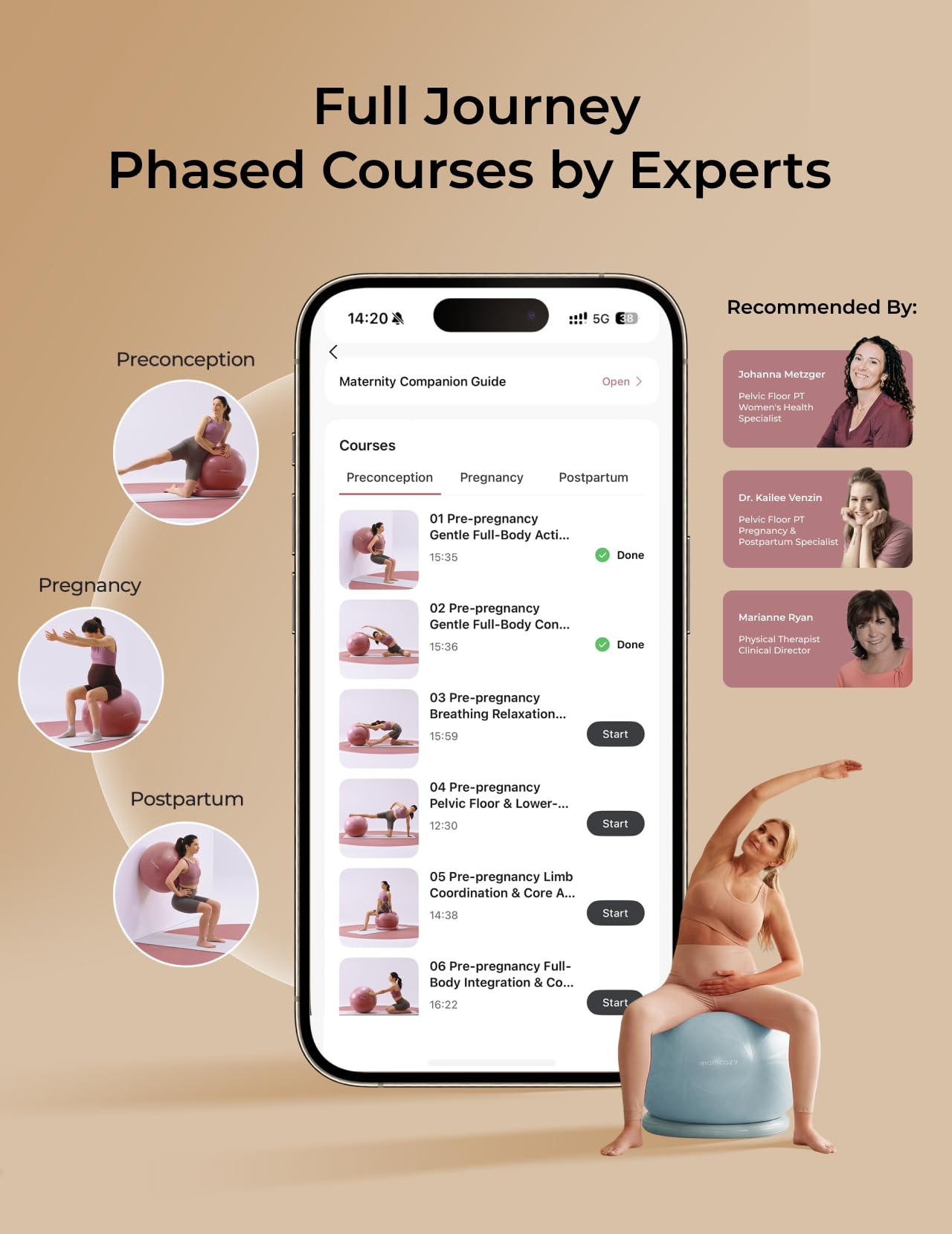 Momcozy BirthEase Maternity Ball Set, Birthing Ball with App Full-Journey Courses, BPA-Free PVC & Anti Burst Exercise Yoga Ball for Maternity, Labor, Physio, Recovery - 5