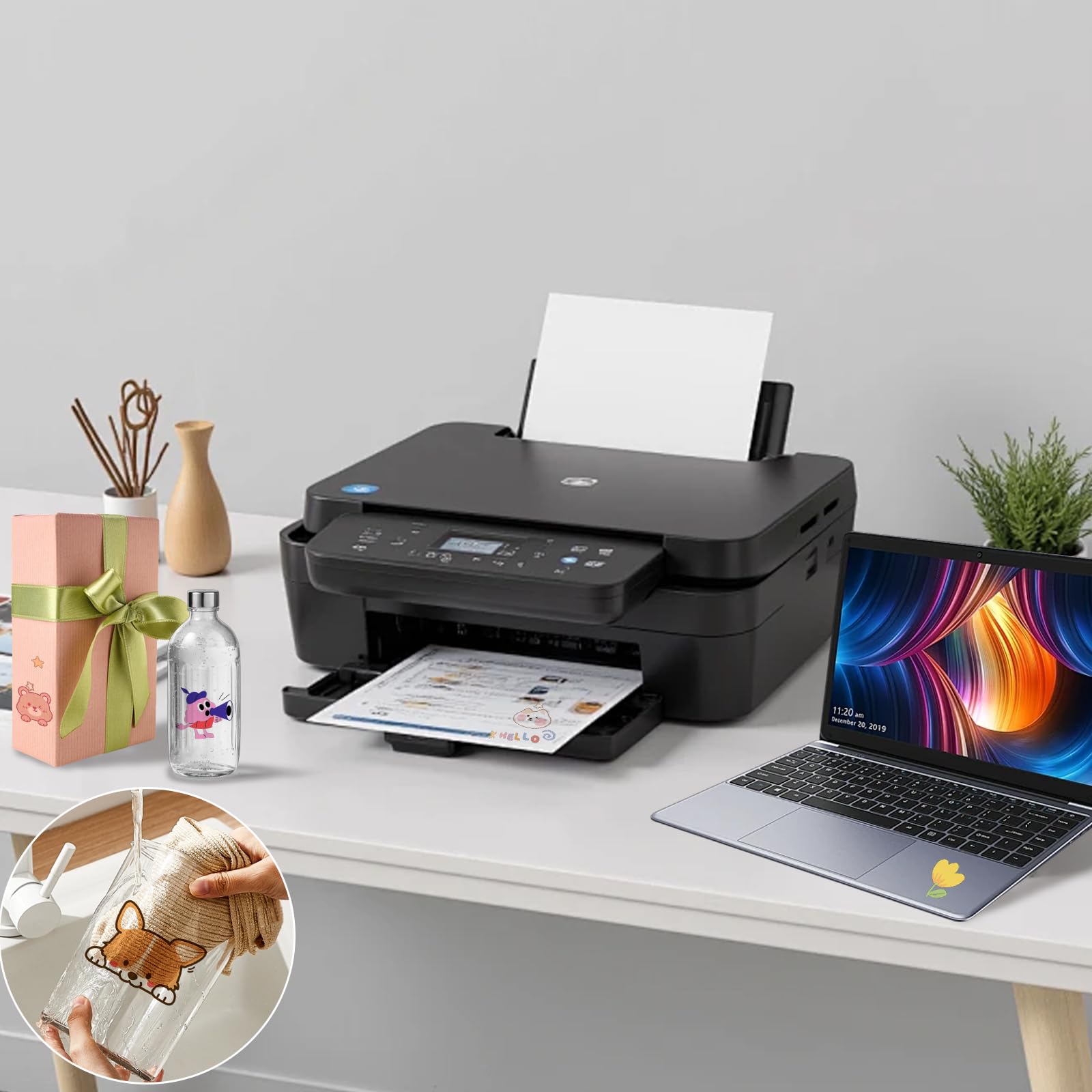 Fogli adesivi trasparenti stampabili A4 30 fogli Vinile trasparente autoadesivo per stampanti Inkjet Laser Asciugatura Rapida Alta Trasparenza