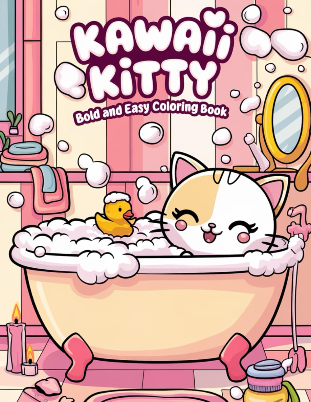 Kawaii Kitty Bold and Easy Coloring Book