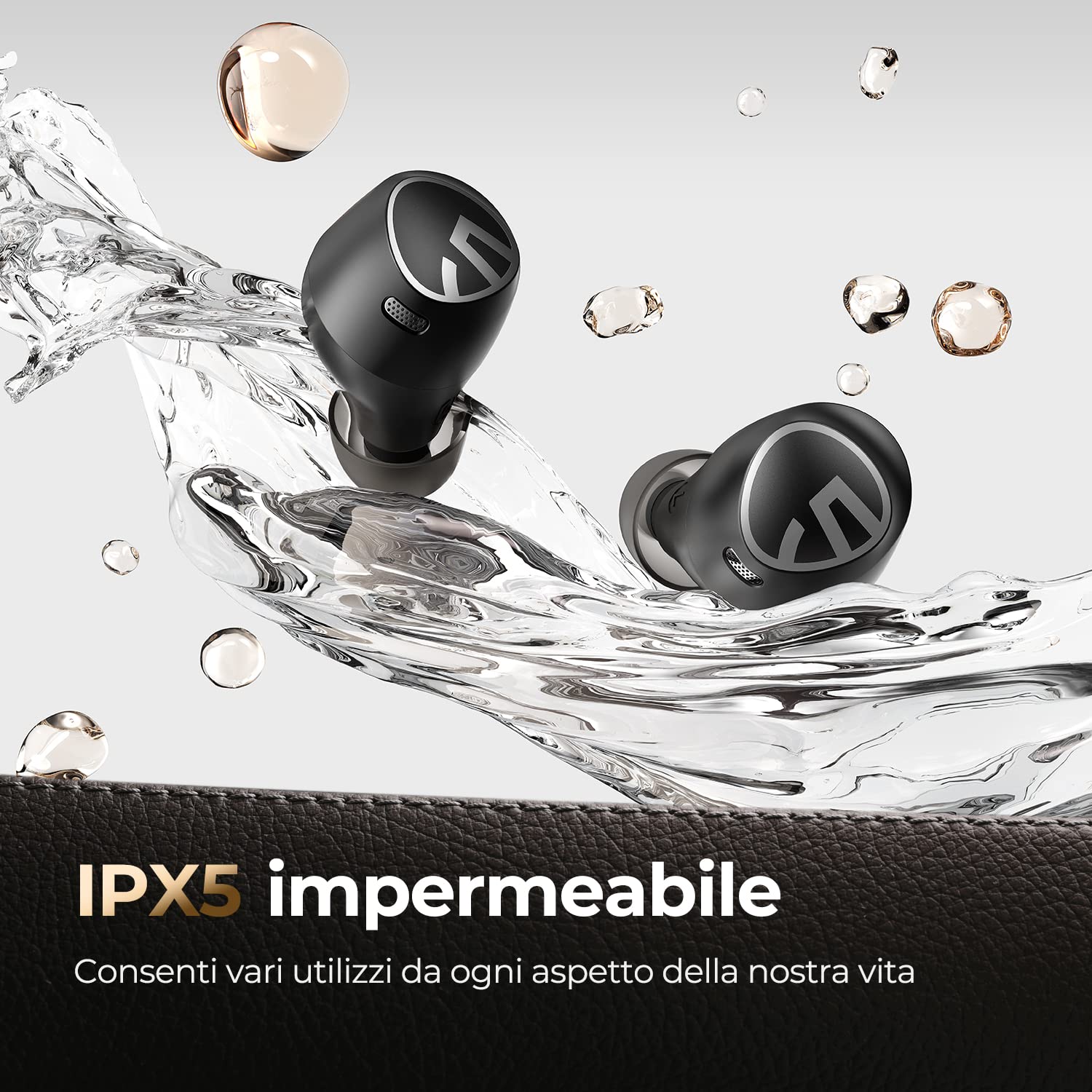 SoundPEATS Free2 Classic Bluetooth 5.1 Auricolari senza fili con 30 ore di riproduzione IPX5 Impermeabile per Sport Stereo Auricolari in-ear Microfono incorporato per Chiamate Chiare, Nero
