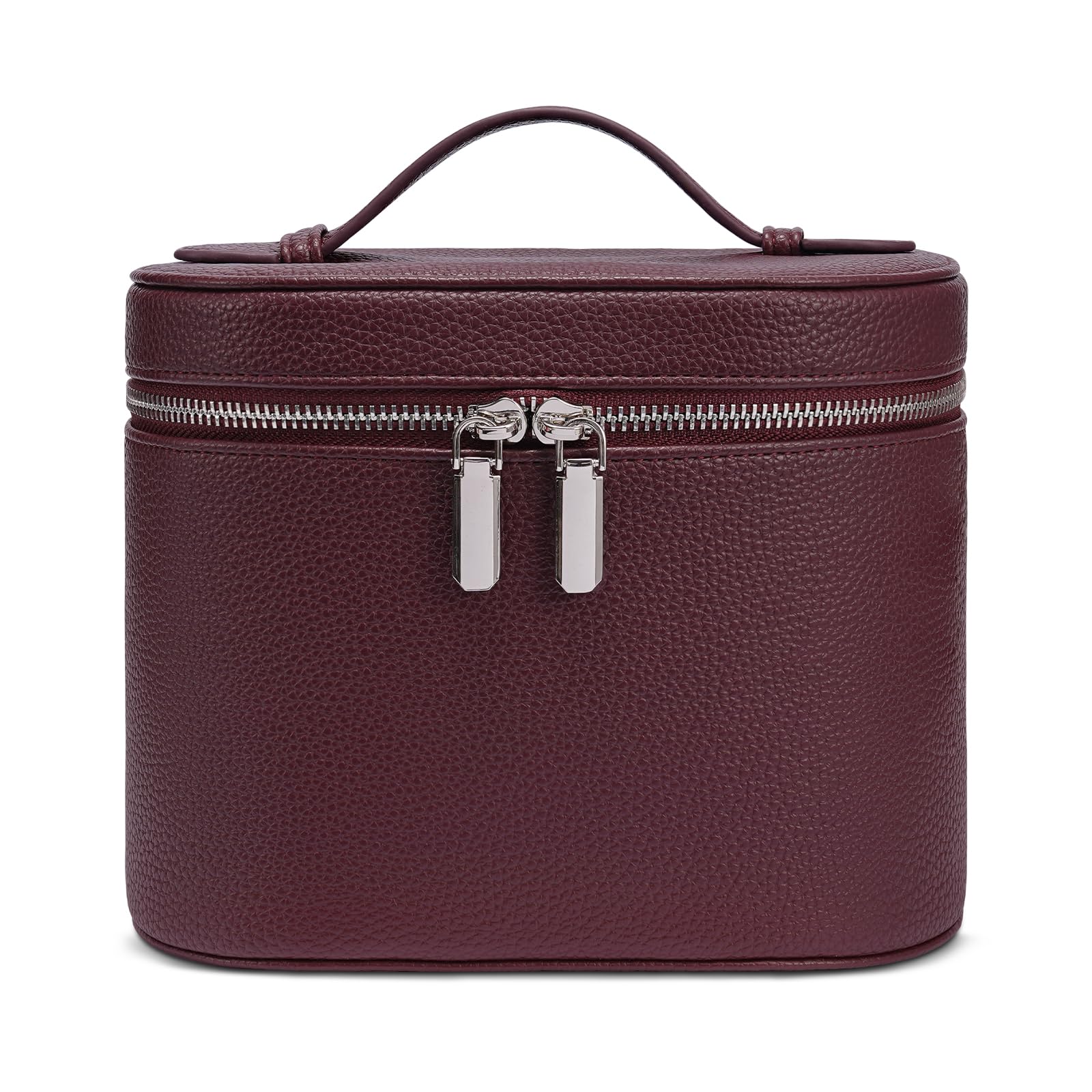 Kosmetiktasche Damen, Make Up Tasche für Frauen, Reise Leder Kosmetikkoffer Schminktasche Hartschale, Travel Makeup Bag Cosmetic Case mit Fächern und Griff