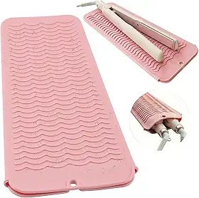 Bolsa de silicone resistente ao calor para alisador de cabelo, modelador de cachos, chapinha e armazenamento de ferramentas de cabelo quente, 1 pacote com 1 rosa claro