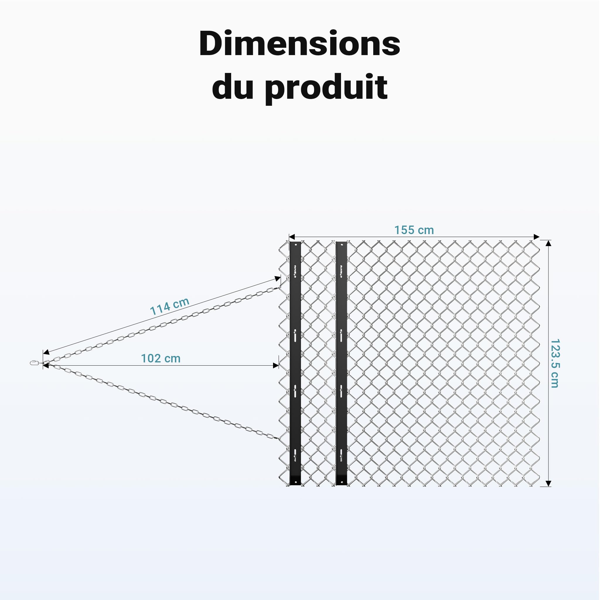 Wiltec Herse de prairie Chaîne 155x123,5cm avec chaînes Pliable Acier Herse traîné Tracteur à gazon ATV UTV Scarification Équipement agricole Travail du sol Entretien pâturage Herse émousseuse Hersage
