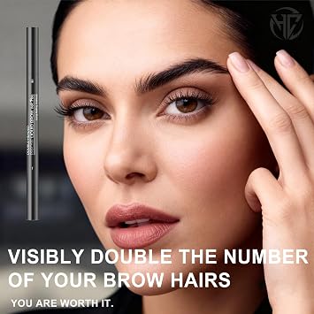 Microblading Eyebrow Pen, 2-in-1 Waterproof Brow Tint, Faux Brow, 2-Fork Tip & Ultra-Fine Point for Hair-Like Strokes, 48H Smudge-Proof, Includes Brow Brush & Comb, Natural Shades