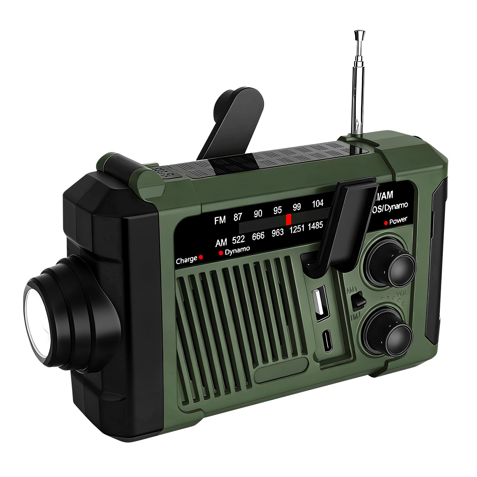 NOAA AM FM Radio météo d'urgence portable à manivelle, fonctionne à l'énergie solaire/à piles, lampe de poche pour intérieur et extérieur