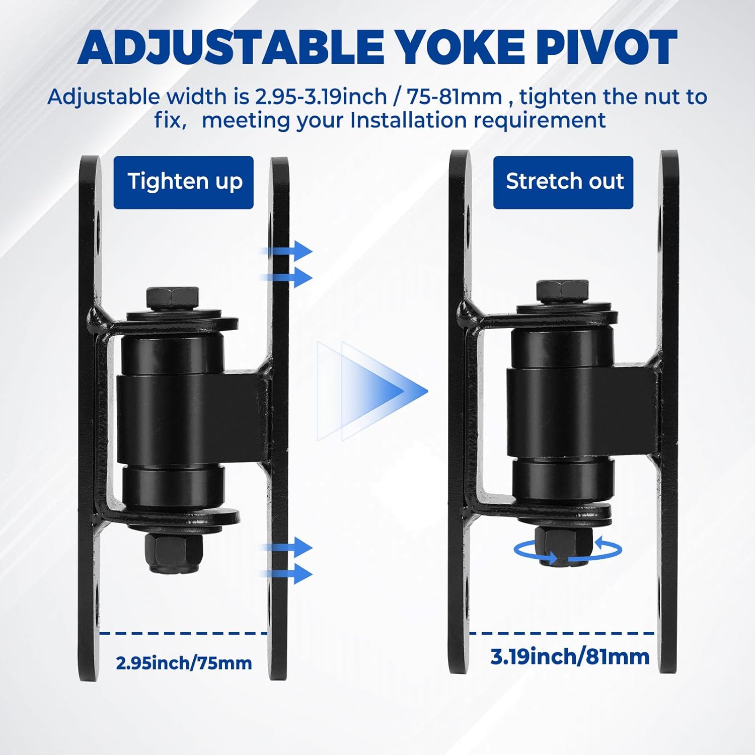 YJINGRUI Heavy Duty Bolt on Sealed Bearing Gate Hinges, 1100lb Adjustable Yoke Pivot Gate Hinges, Bolt/Weld on Outdoor Large Heavy Driveway Gates (2pcs, 8 Screws)