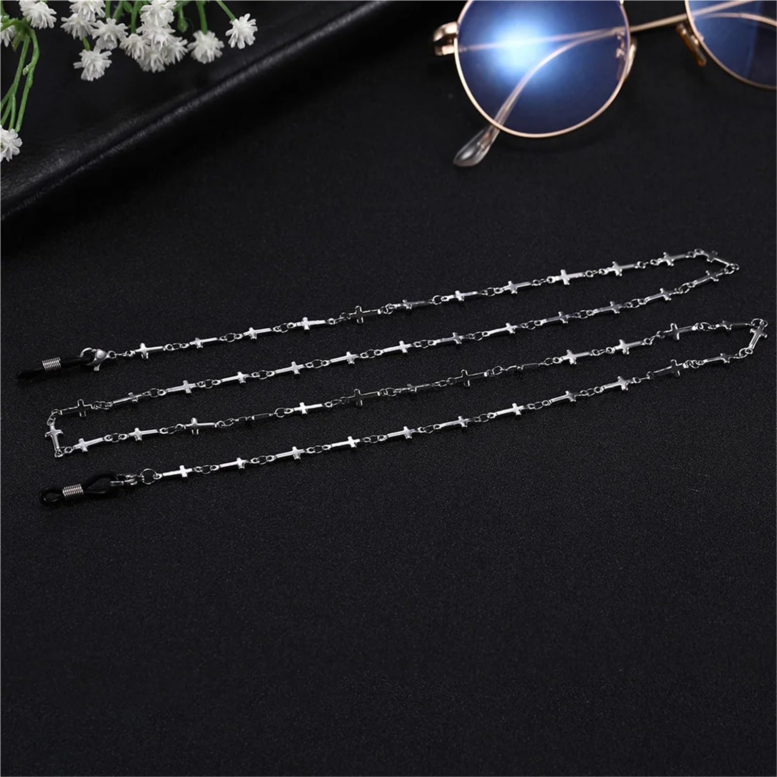 Brillenband Edelstahl-Kreuz-Sonnenbrillenkette, Lesebrillenband, gotisches Brillenband, Brillenhalsband for Damen und Herren