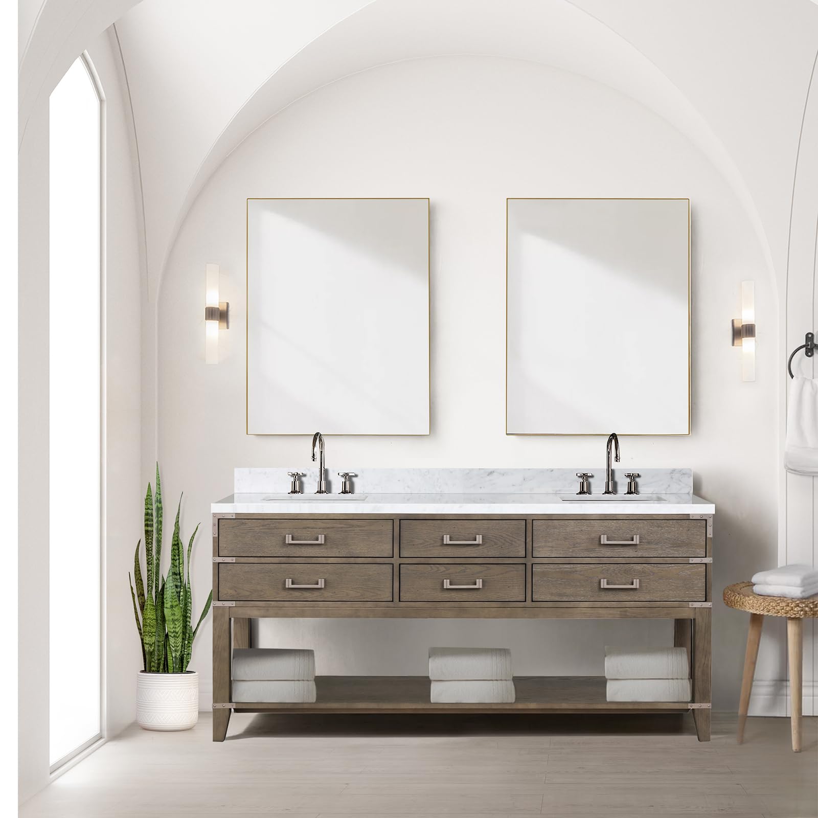 yuページ Amazon.com: Grey Oak Double Bath Vanity 72 in. W x 22 in. D