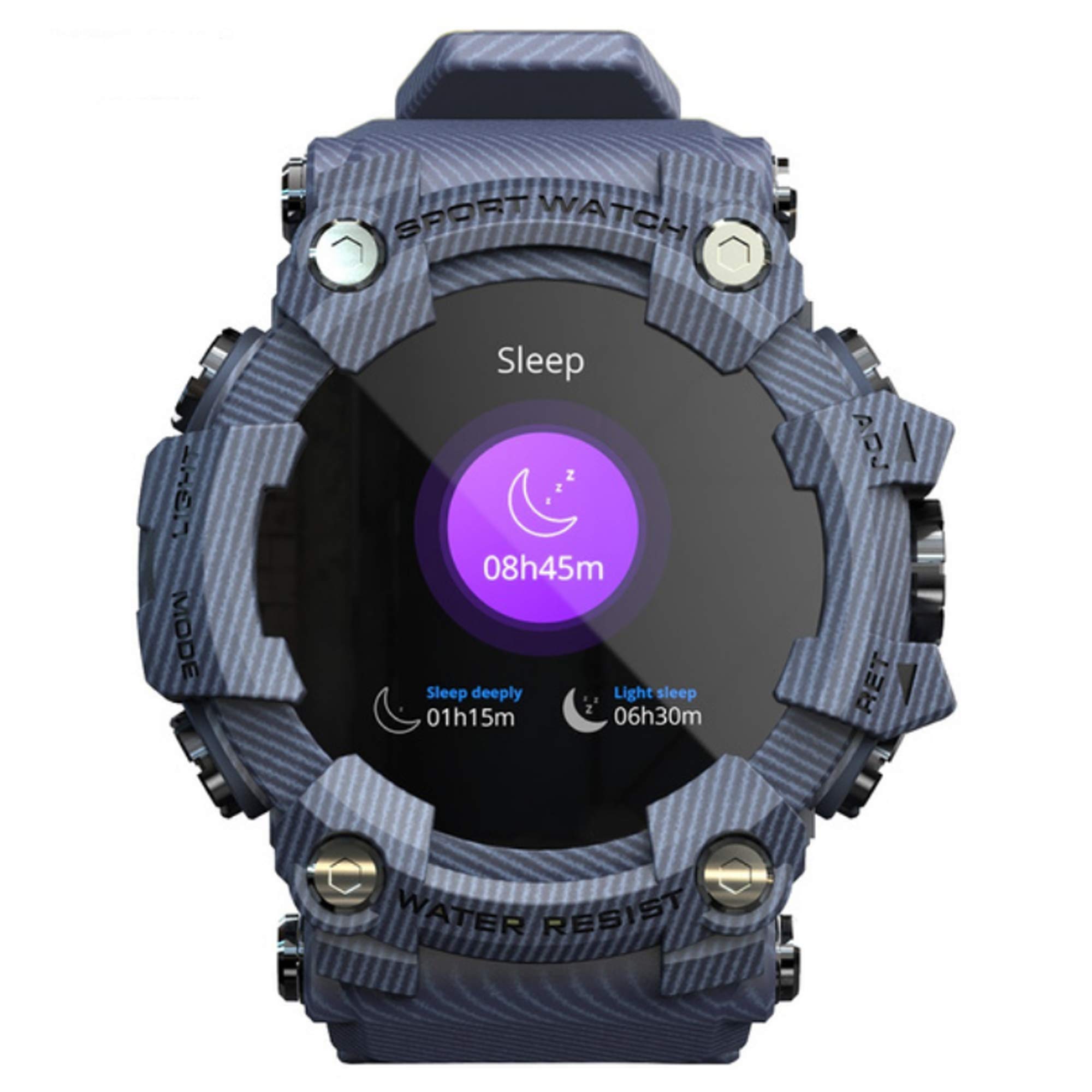 Q&N Militare Smart Watch Uomo Sport Smartwatches Impermeabile Fitness Tracker Misuratore di Pressione Sanguigna Cardiofrequenzimetro per Android iOS,Blu