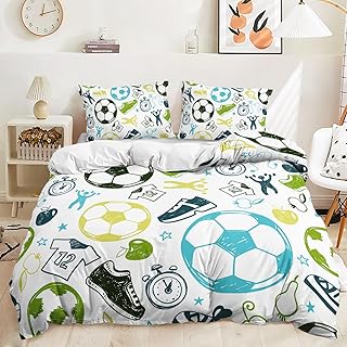 AILONEN Soccer Duvet Cover Set Queen Size,Printed Soccer Bedding Set for...