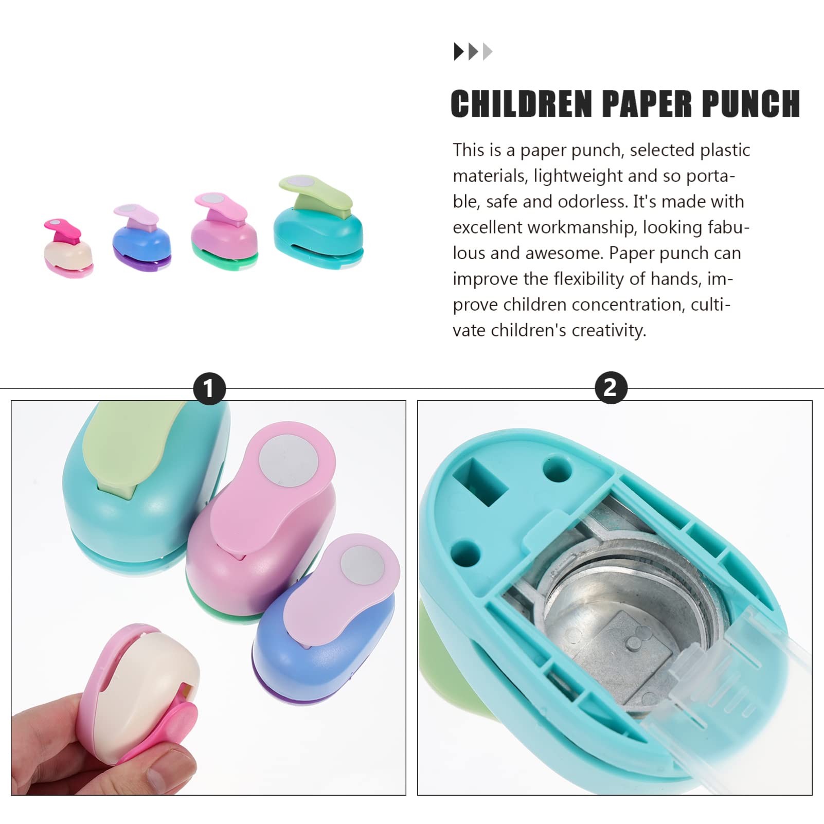 Perforatrice Carta per Ragazzo Ragazza Rotonda 4 Pezzi per DIY