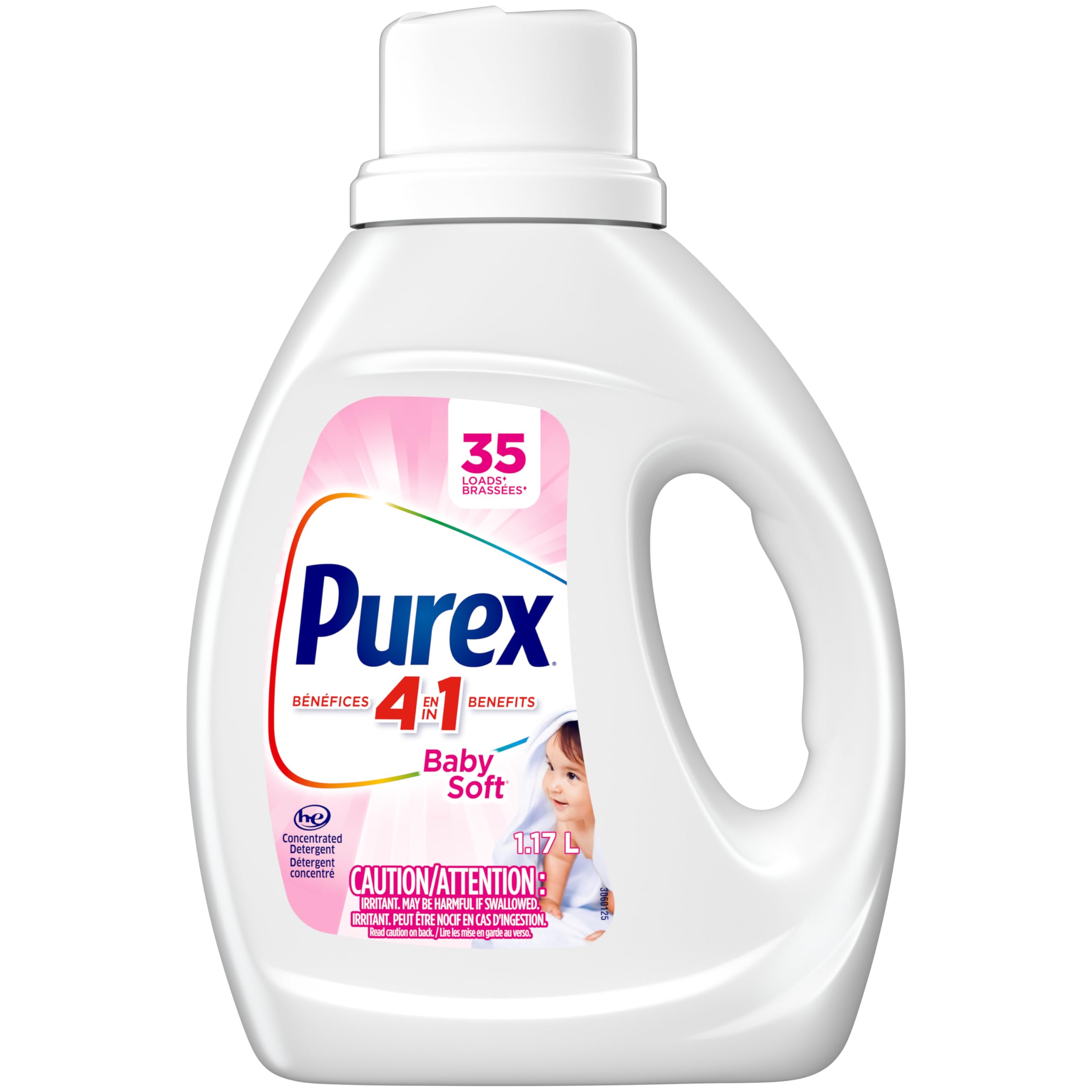Purex Baby Soft, Concentrated Hypoallergenic Liquid Laundry Detergent for Babies, Free of Dyes, Pediatric Dermatologist Tested, Gentle on Skin, 1.17L, 35 Wash Loads, HE Compatible - 1