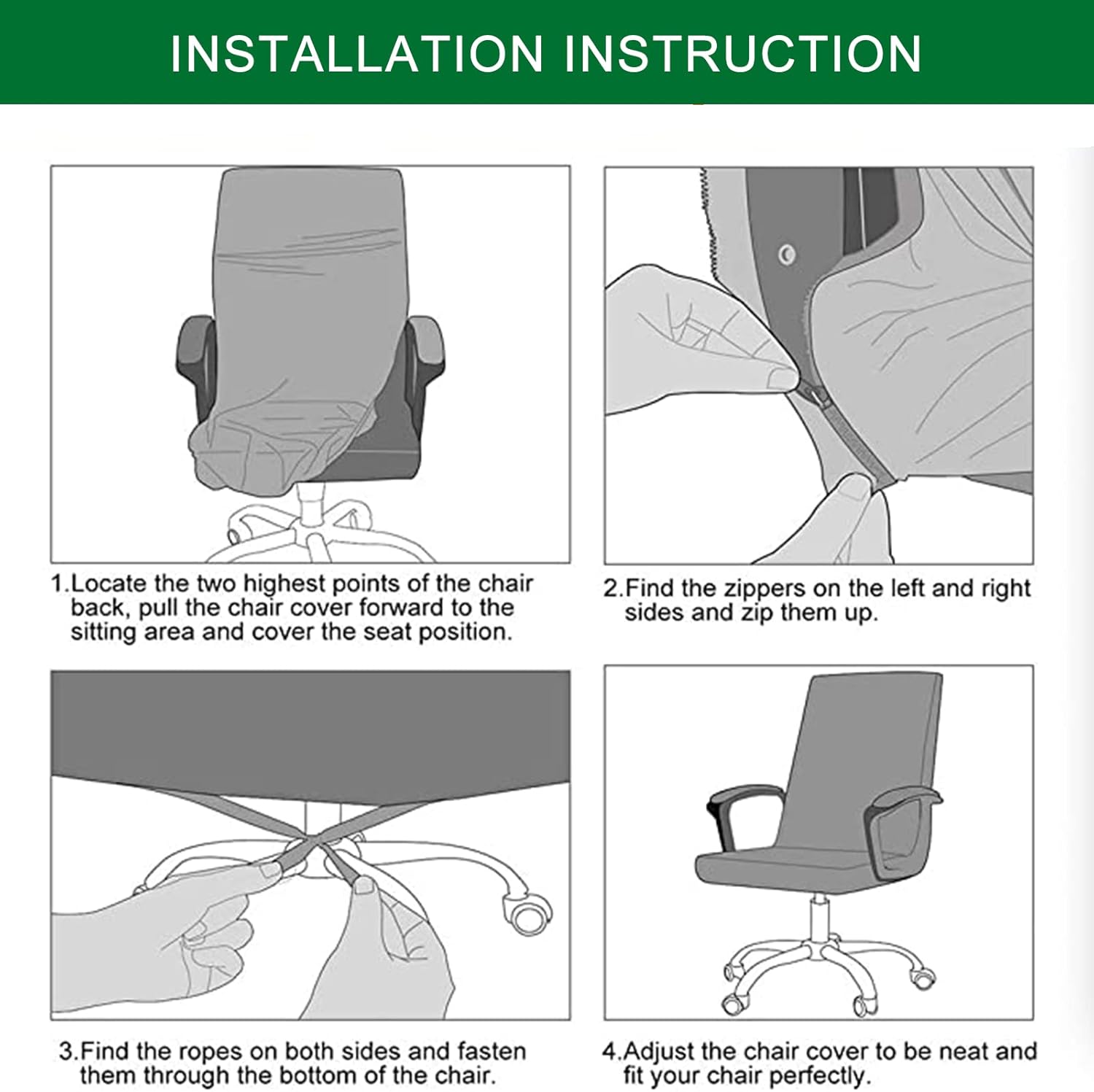 CRFATOP Office Chair Covers Stretchable Desk Chair Cover with Zipper Universal Rotating Computer Chair Cover Washable Office Chair Seat Cover Armchair Cover Slipcovers for Desk Computer Chair,L,08