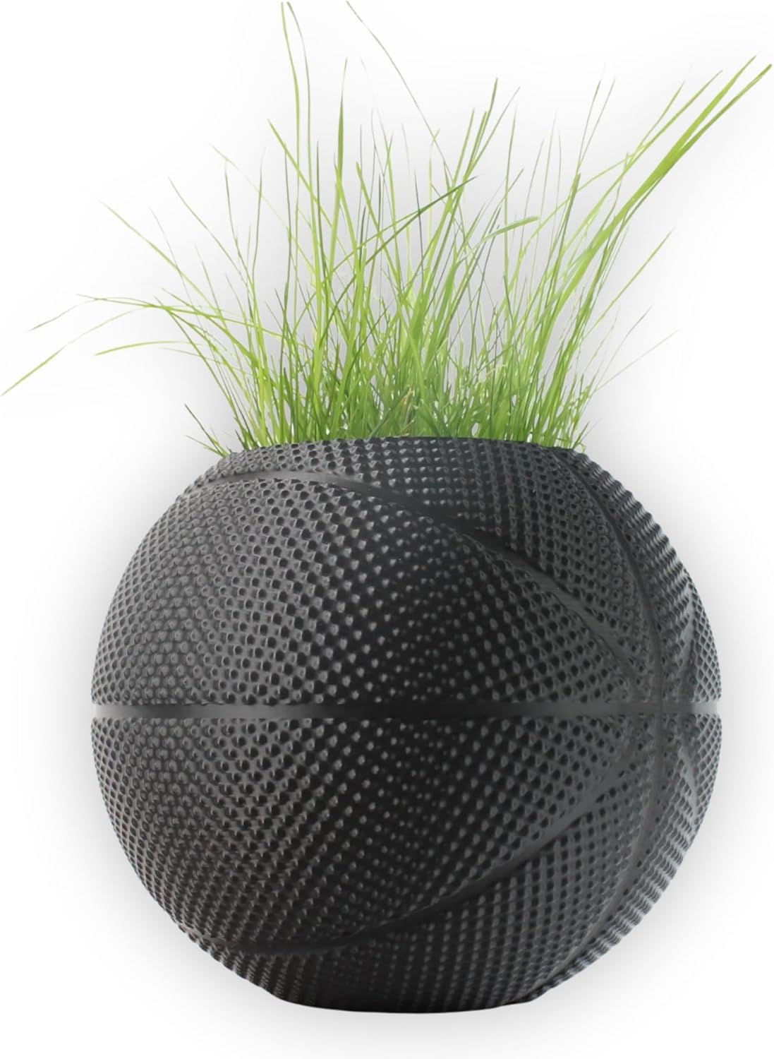 Basketball Planter Pot 3D Printed – Plant Pot for Indoor Plants-Unique Planter for Indoor with Drainage Hole – (Black) Made in USA