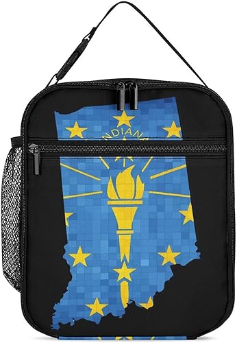 Indiana State Map Insulated Lunch Bag for Women Men Reusable Lunch Box Tote Bag for Work Travel
