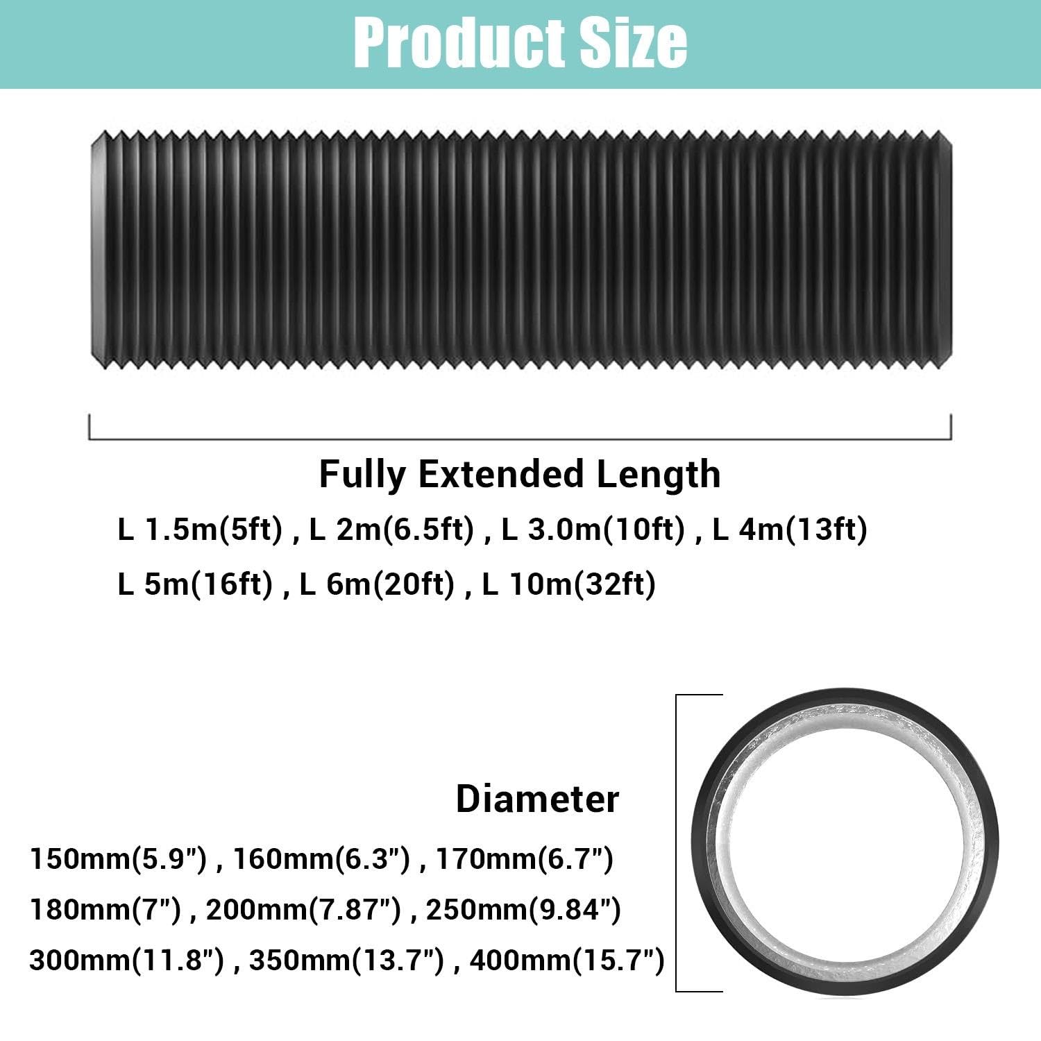 Manguera De Ventilación Tubo Flexible De Salida De Aire Aluminio PVC 2m