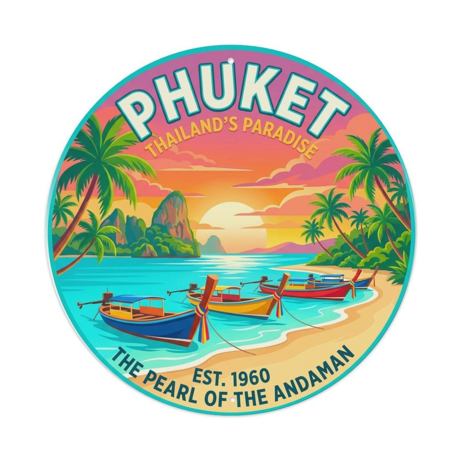 Retro Travel Thailand Phuket Metal Tin Sign