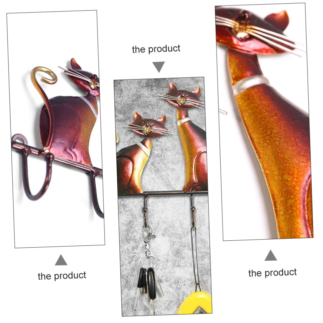 Gancio Decorativo a Forma di Gatto in Ferro Rosso per Parete