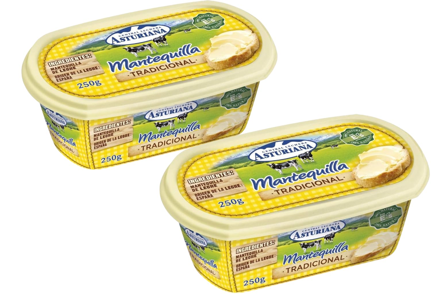 Central Lechera Asturiana Mantequilla Tradicional Sin Sal 250g Barqueta Sabor Lácteo Natural
