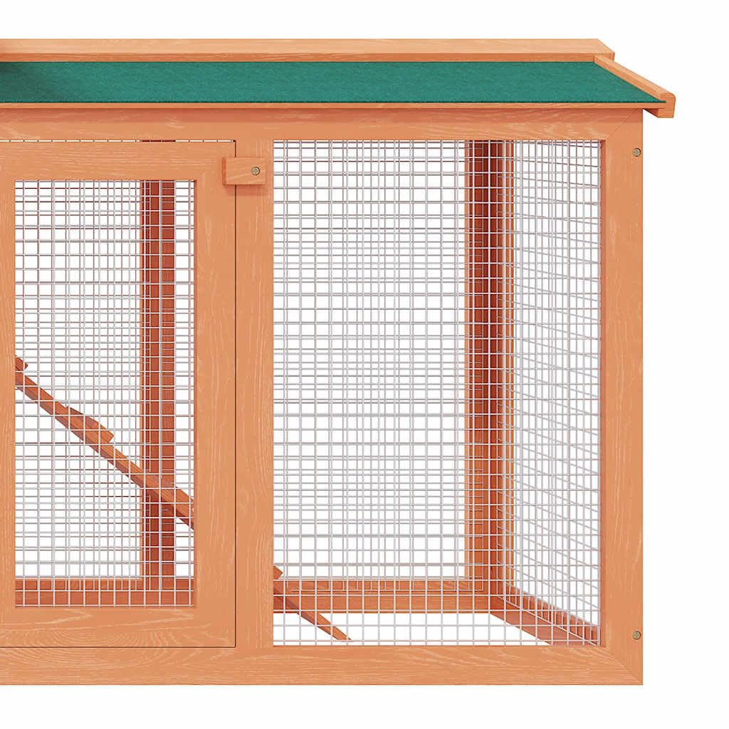 Großer Kaninchenstall aus Holz mit grünem Dach, mehrstöckig mit Drahtgitter, wetterfest und einfach zu reinigen, ideal als Kleintierkäfig für Hasen, Meerschweinchen