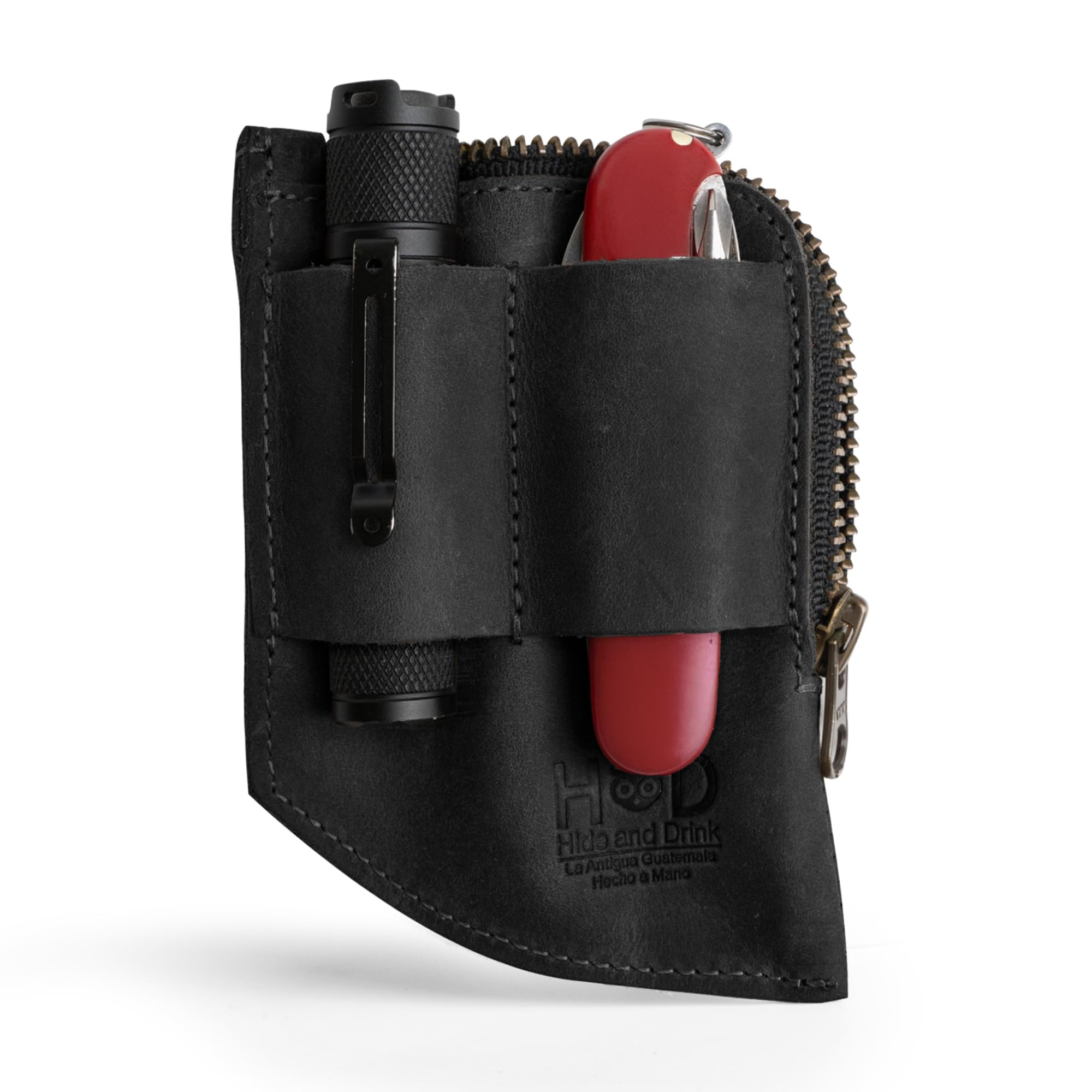 Hide & Drink, EDC Pocket Wallet, Curved Cash Organizer, Slim Front Card Holder, Money Clip, Full Grain Leather, Handmade Travel Accessories