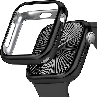 JR.DM 41mm Soft Flexible TPU Case Compatible for Apple Watch Series 9/8/7 Touchable Screen Lightweight Anti-Scratch All-Around Protector Thin Guard Shockproof Cover Shiny Bumper for iWatch, Black