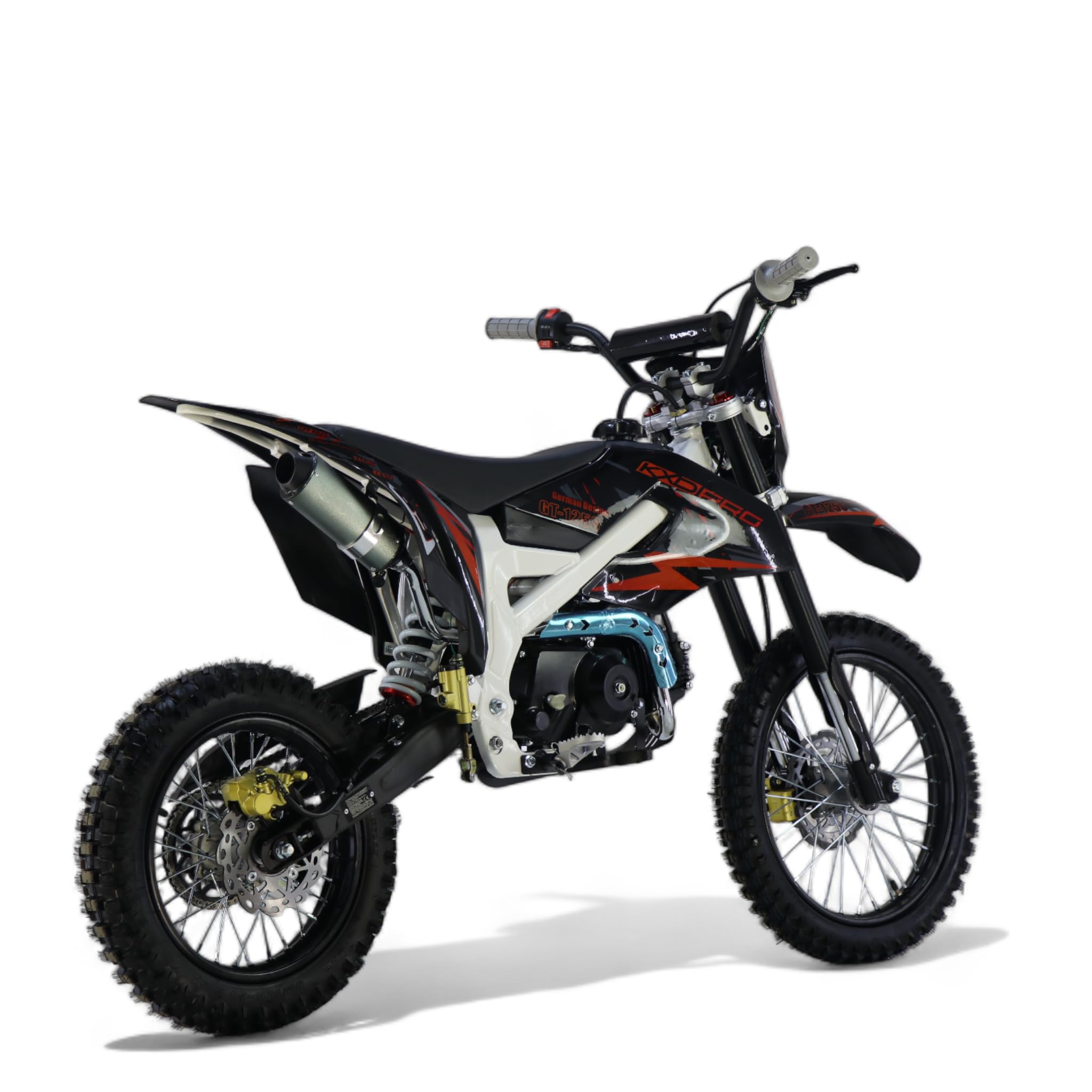 KXD 612 17" 14" EK 125cc Dirt Bike Dirtbike CrossBike Pocket Pitbike Rennbike Minibike Bike Pocket mit Scheinwerfer (Rot)